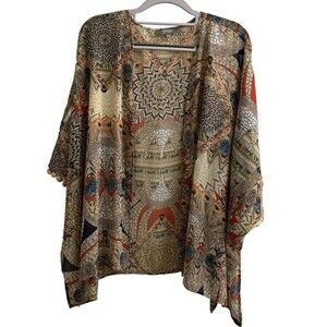 2 for $30 Umgee Wrap Shawl Womens M/L Boho Peacock Tribal Pom Pom Festival